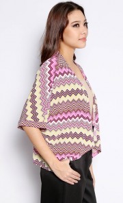 Printed Geometric Gaya Cardigan in Pink