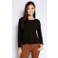 Elbow Patch Pullover Top in Black