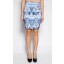 Abstract Print Knee Length Skirt in Blue