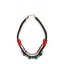 Green Stone Necklace in Black and Red