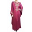Lace Beadwork Silk Kaftan in Dark Pink