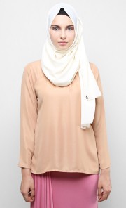 Aila Metallic Chiffon Blouse in Nude