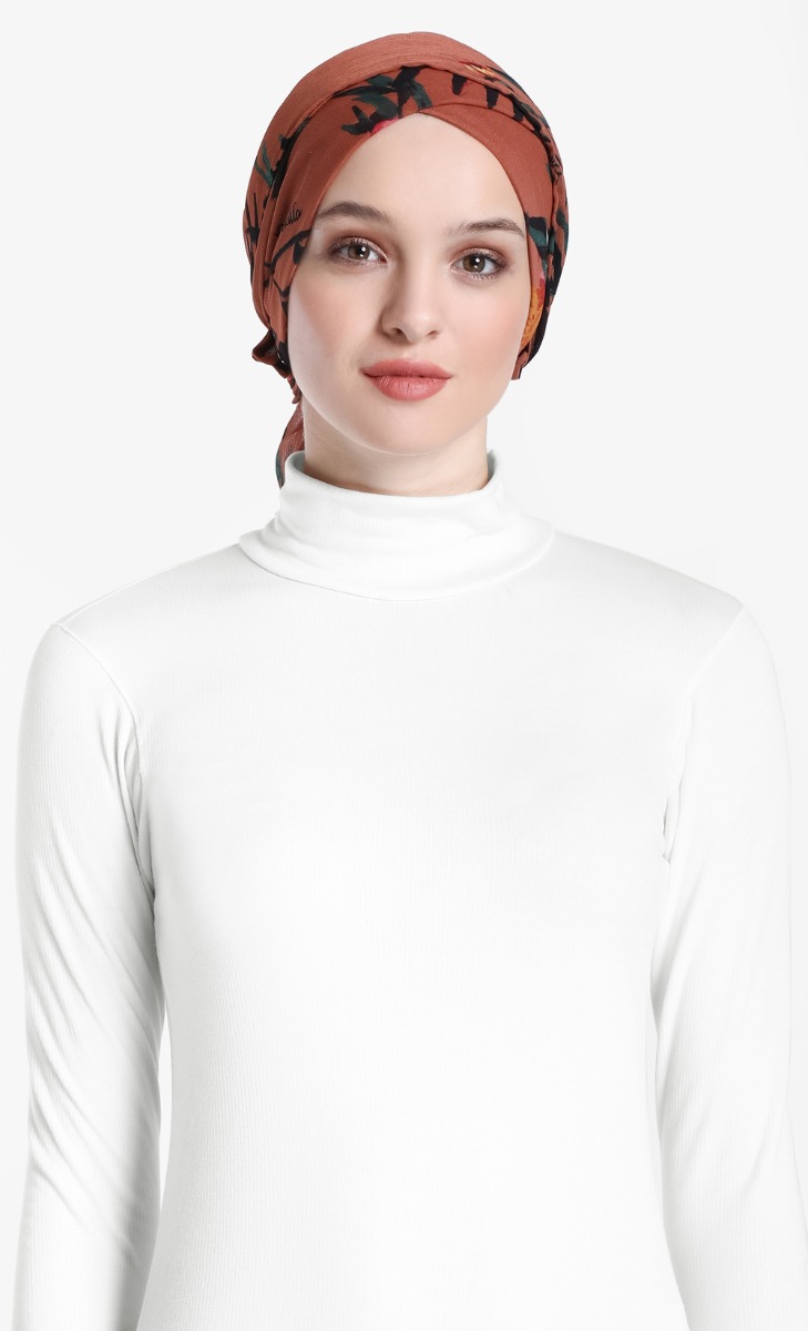 Cap Printed Shawl in Havana