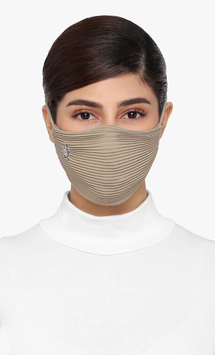 Pleats Face Mask (Tie-back) in Dalgona