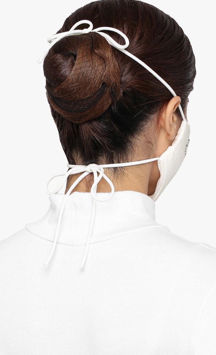 Pleats Face Mask (Tie-back) in White Truffle image 2