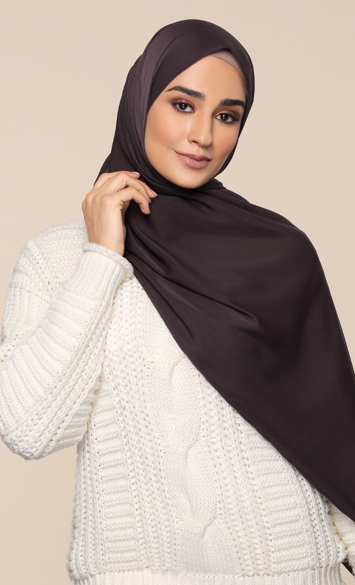 Matte Satin Silk Scarf with nanotechnology in Ganache