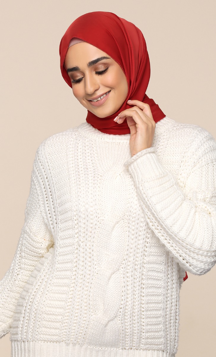 Matte Satin Silk Scarf with nanotechnology in Fiesta