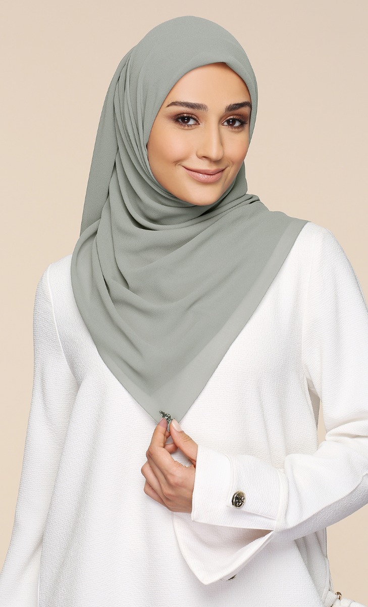 Chiffon Square Scarf with Nanotechnology in Willow