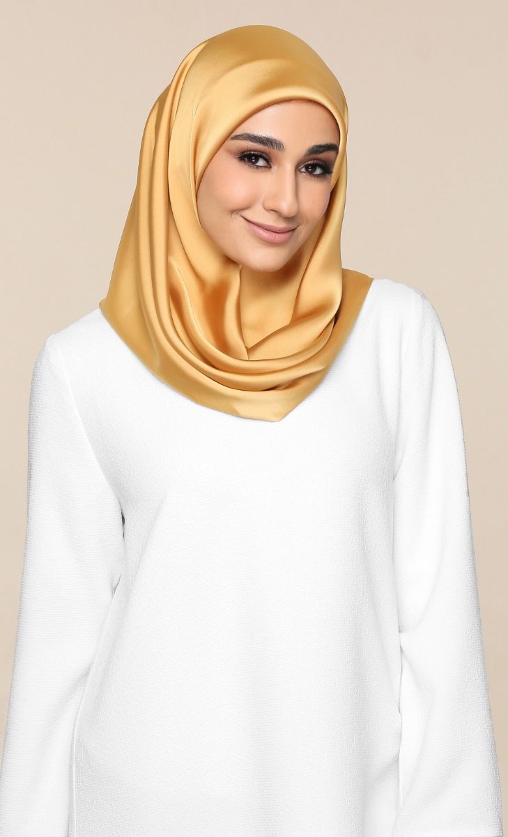 Starter Kit - Satin Silk Square Scarf in Pumpkin Latte image 2