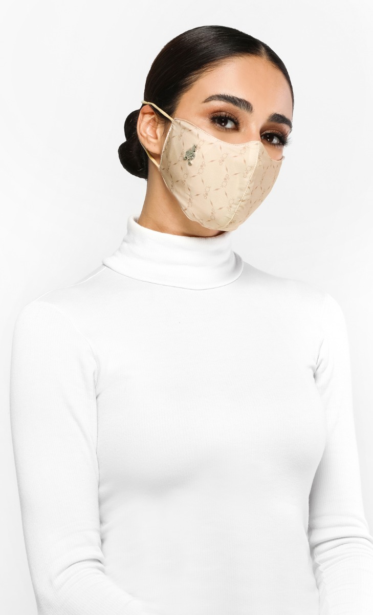 Monogram Face Mask in Clay | FashionValet