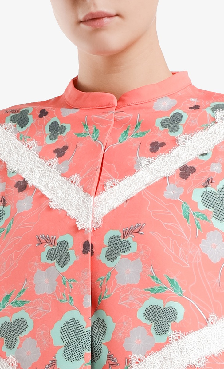 Kimora Loose Kebaya Set In Coral Orange image 2