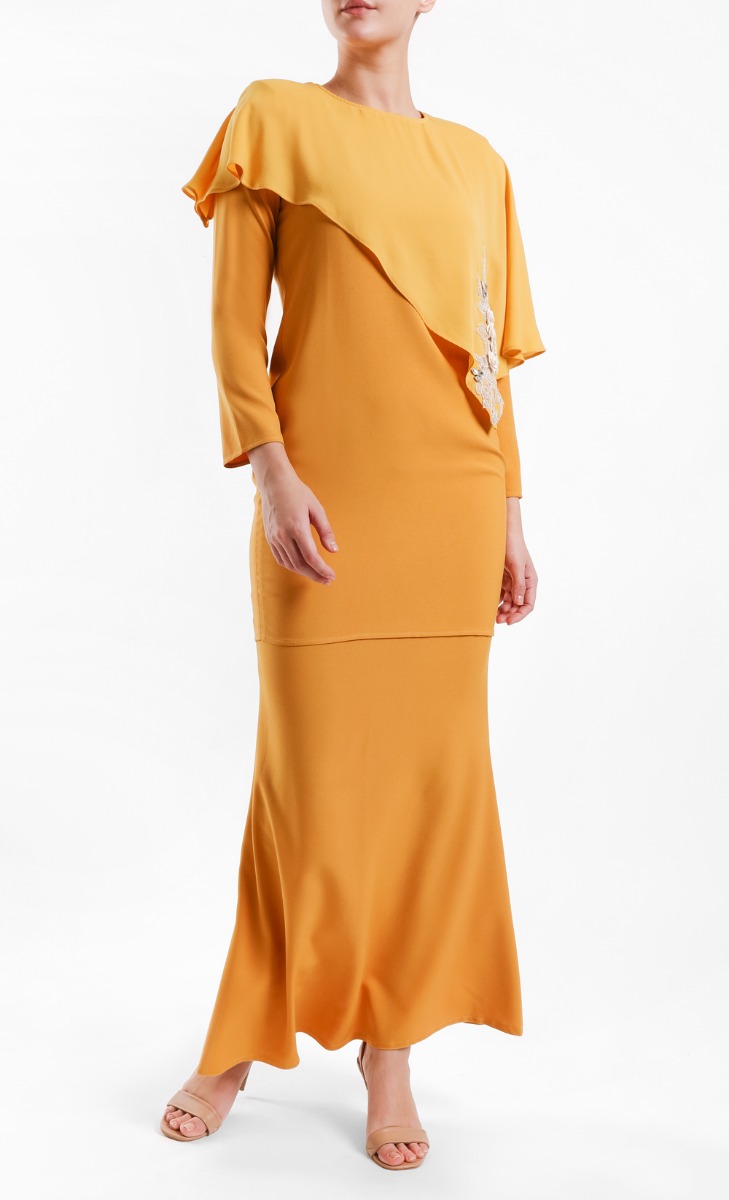 Wisteria Queen Kurung Set in Mustard