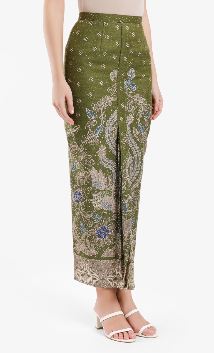 Istari Printed Batik Skirt In Emerald image 2