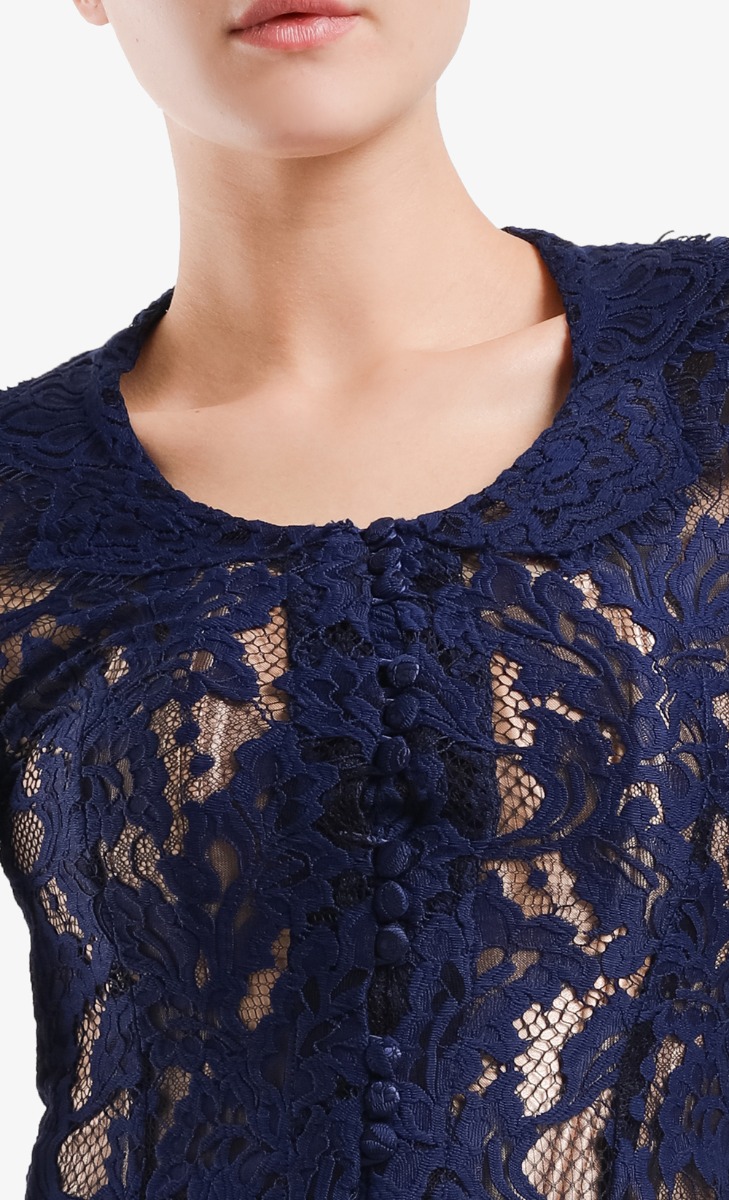 Lace Kebaya Top in Midnight Blue image 2