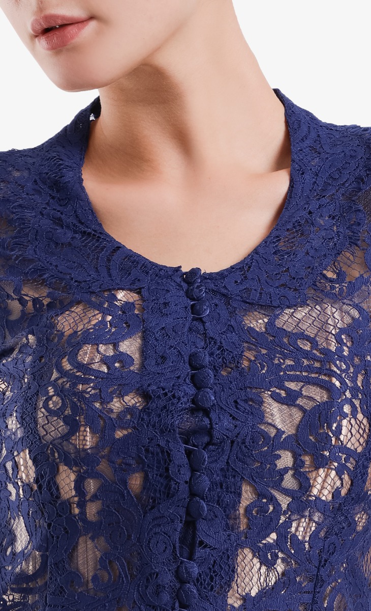 Lace Kebaya Top in Navy Blue image 2