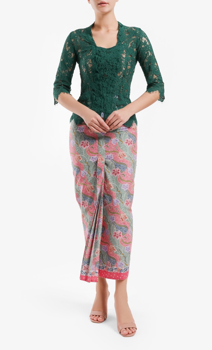 Sunarmi Printed Batik Skirt in Pink and Mint