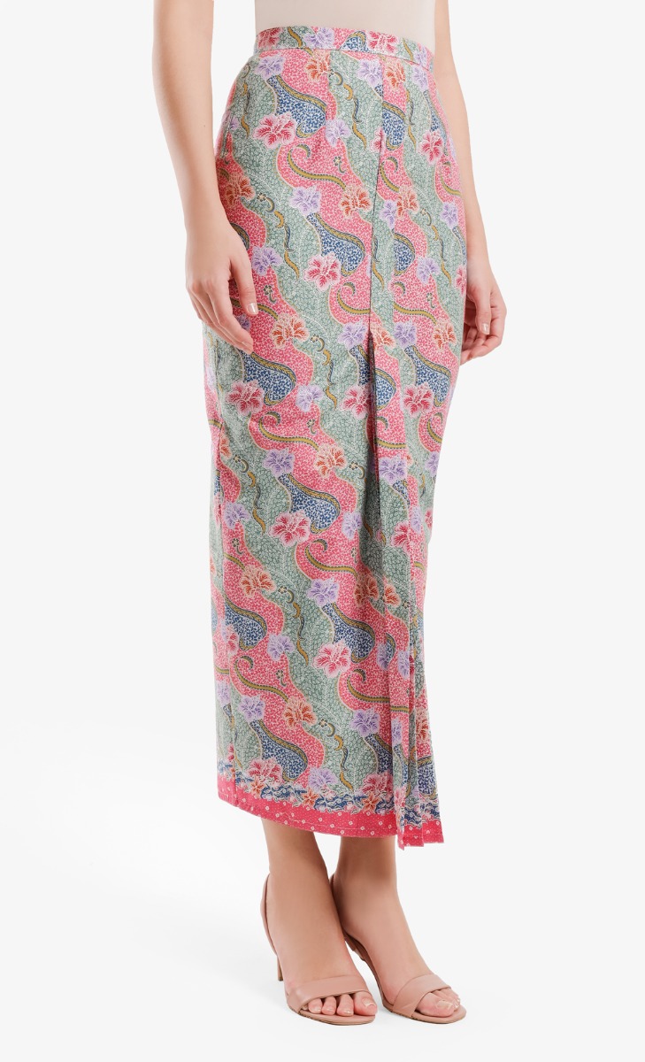 Sunarmi Printed Batik Skirt in Pink and Mint image 2