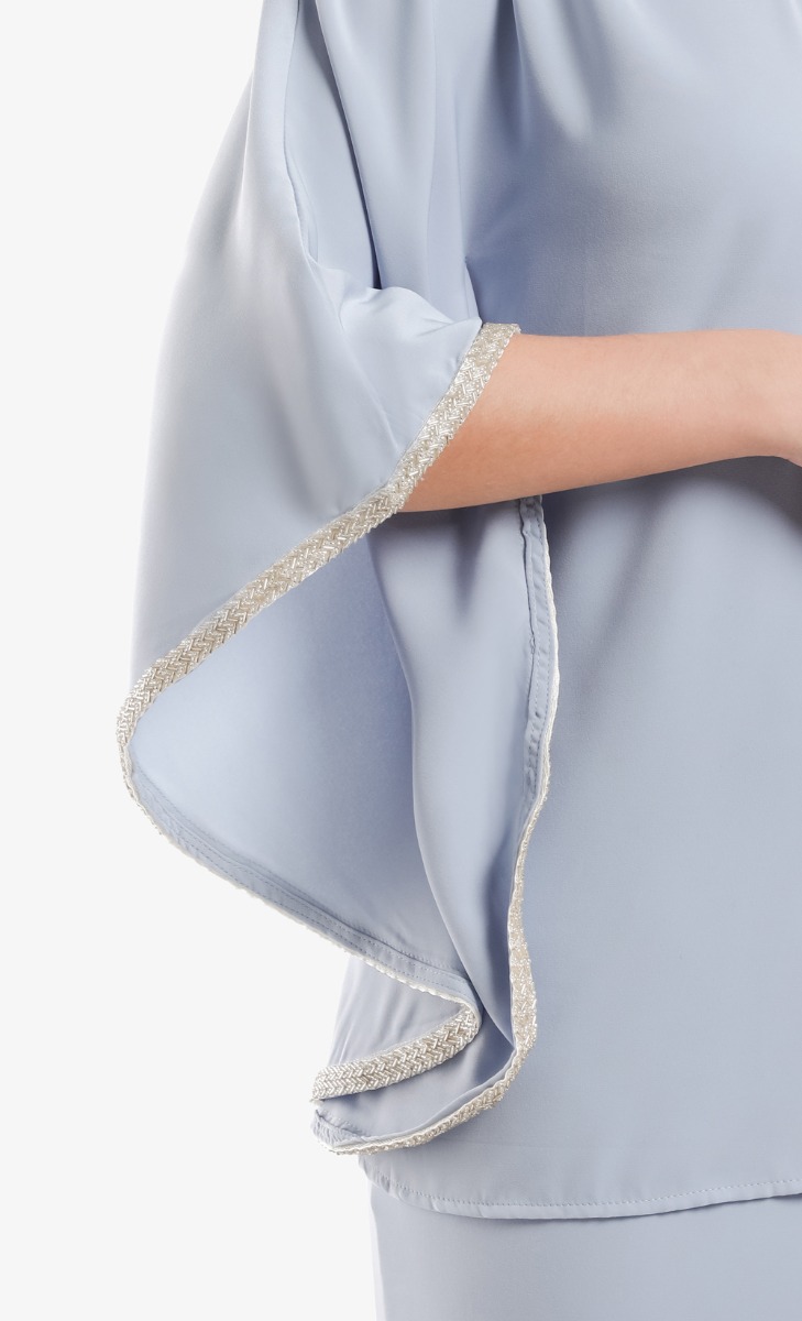 Melur Beaded Lace Kurung In Powder Baby Blue image 2