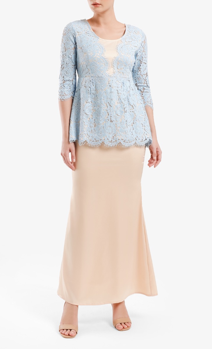 Iris Kebaya Lace Kurung In Baby Blue 