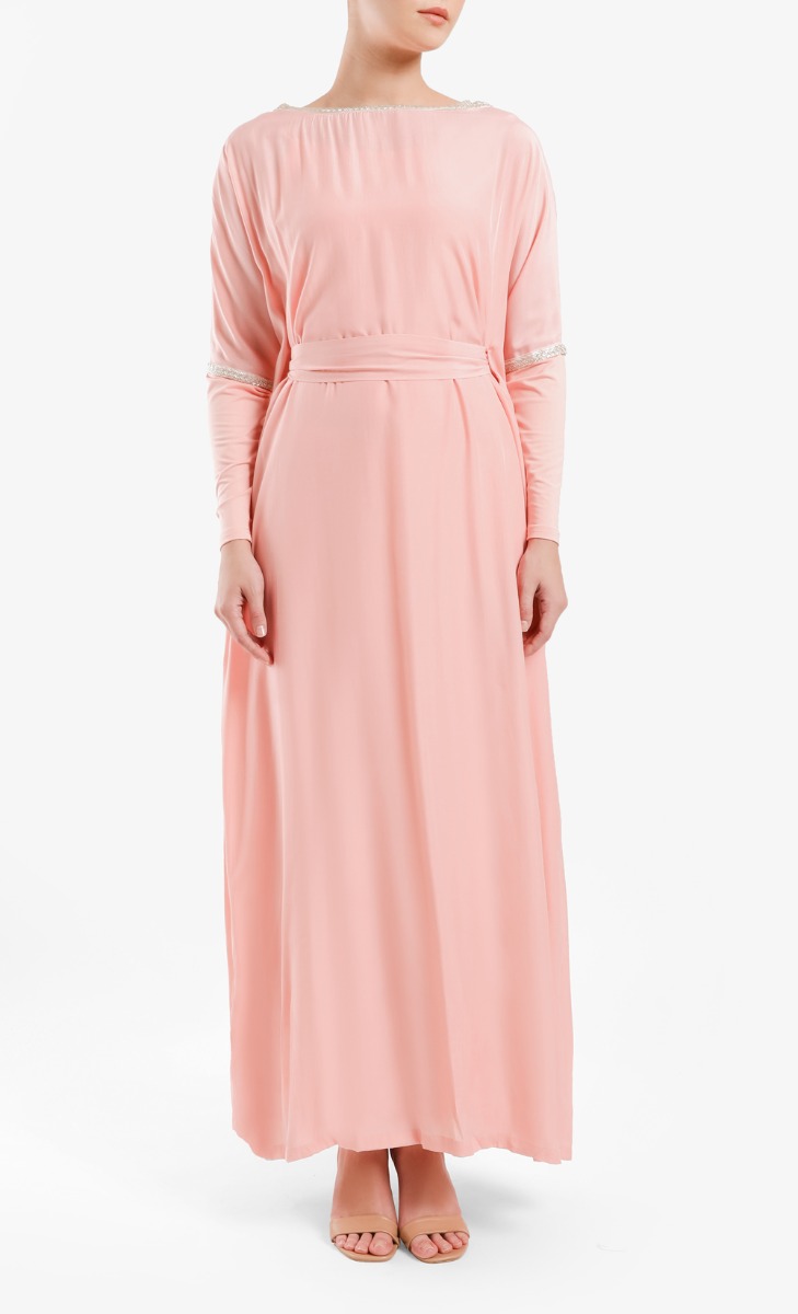 Rose Maxi Long Dress In Soft Pink
