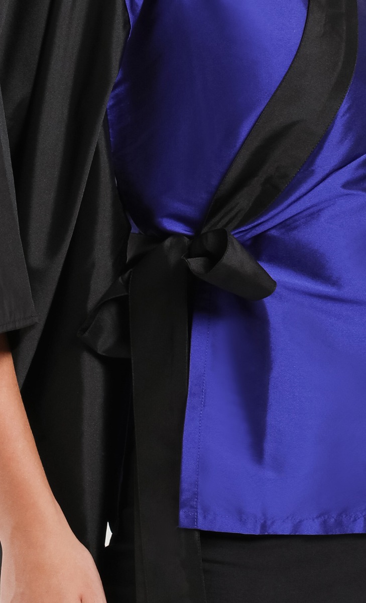 Silk Taffeta Kimono Blouse	in Blue and Black image 2