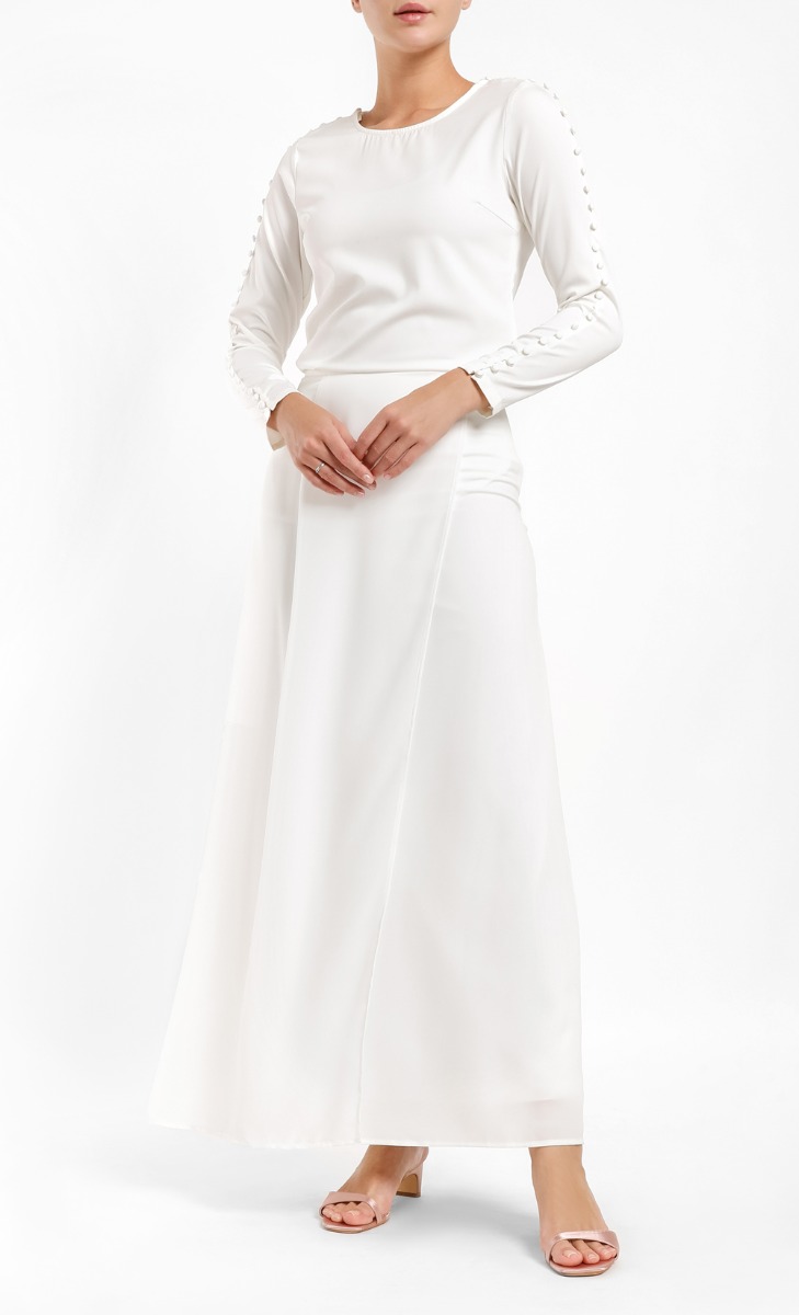 Viscose Button Basic Blouse in White