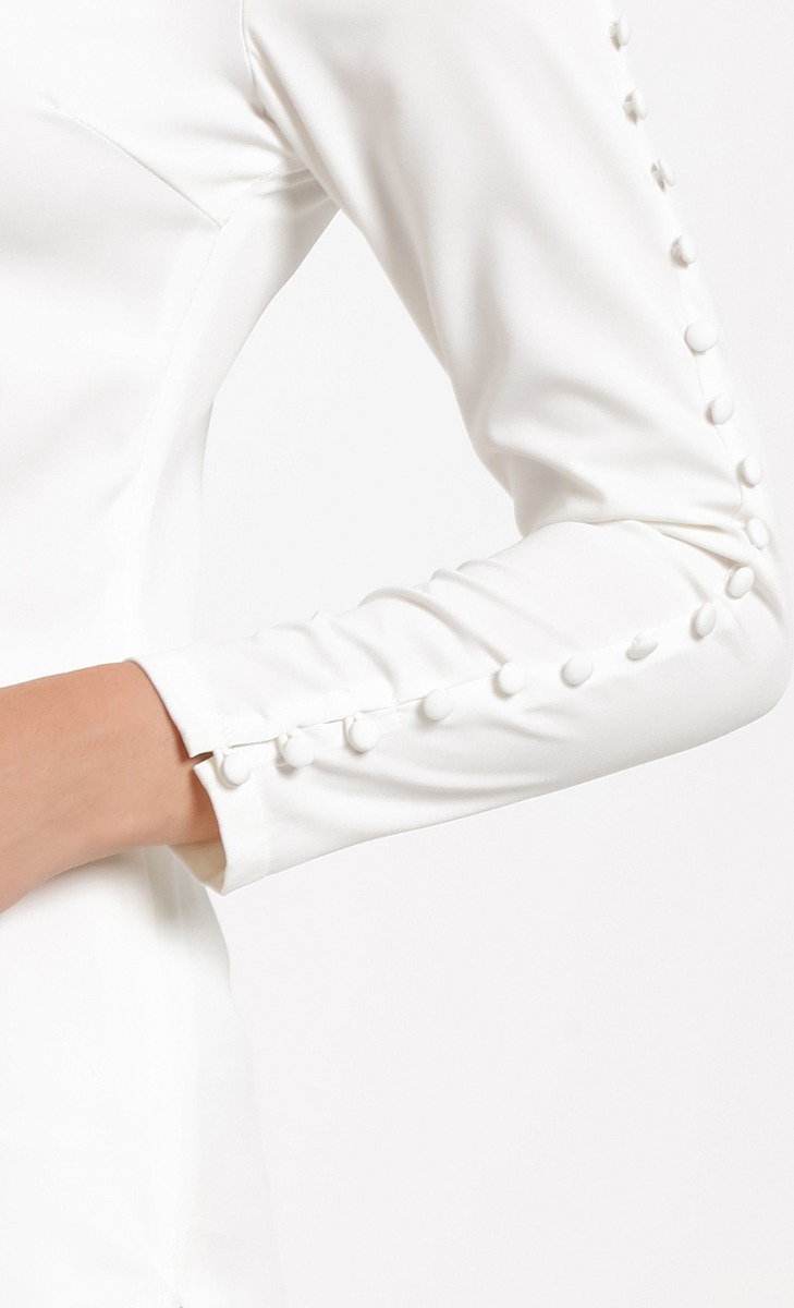 Viscose Button Basic Blouse in White image 2