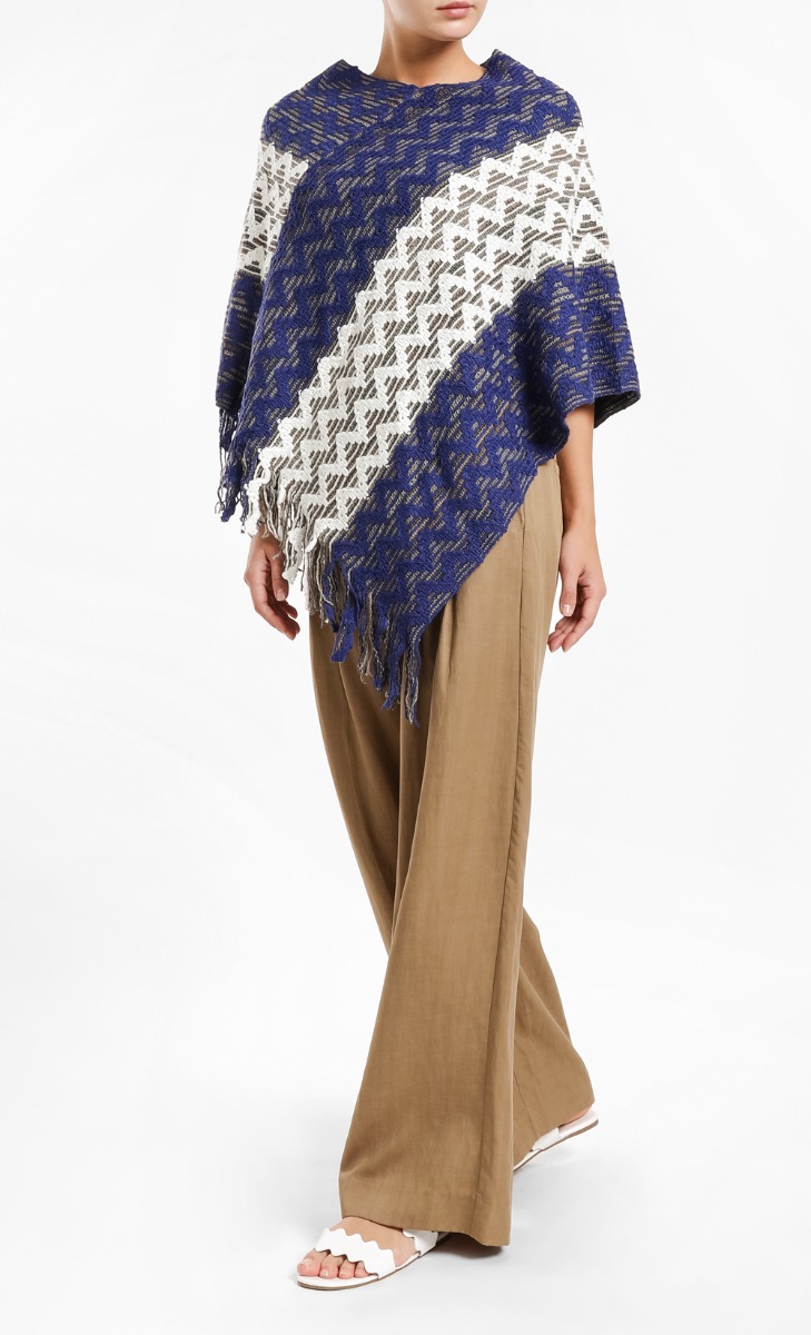 Bronwen British Style Pullover Cape in Blue