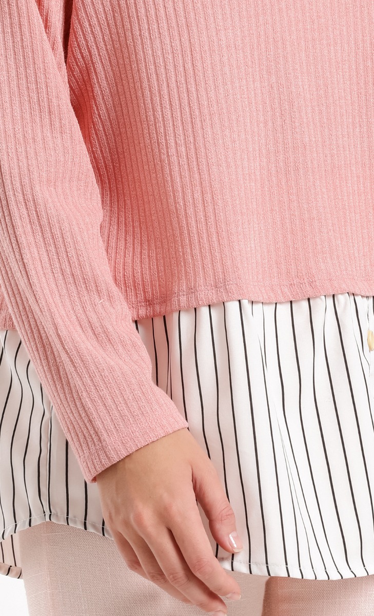 Hanora Knitted Bottoming Shirt in Pink image 2
