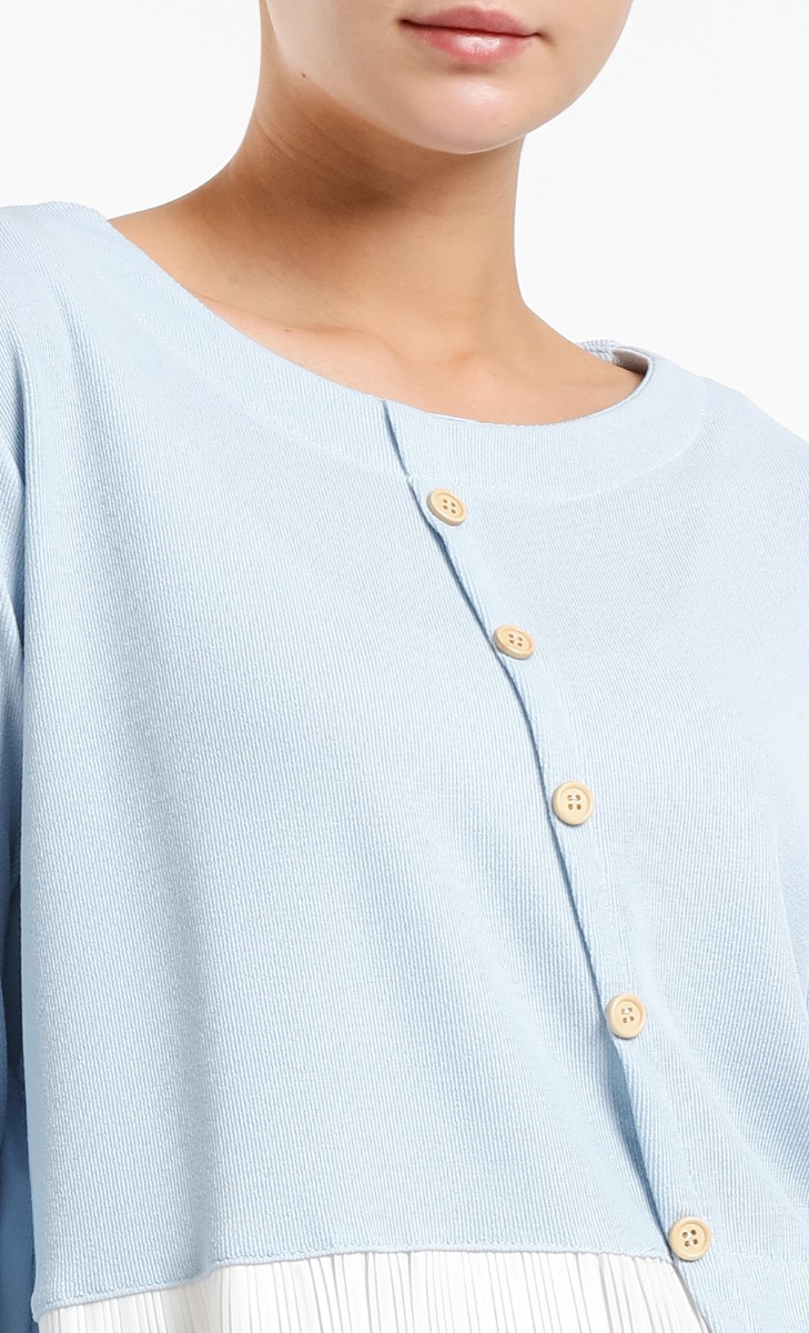 Iona Knitted Diagonal Bottoming Shirt in Light Blue image 2