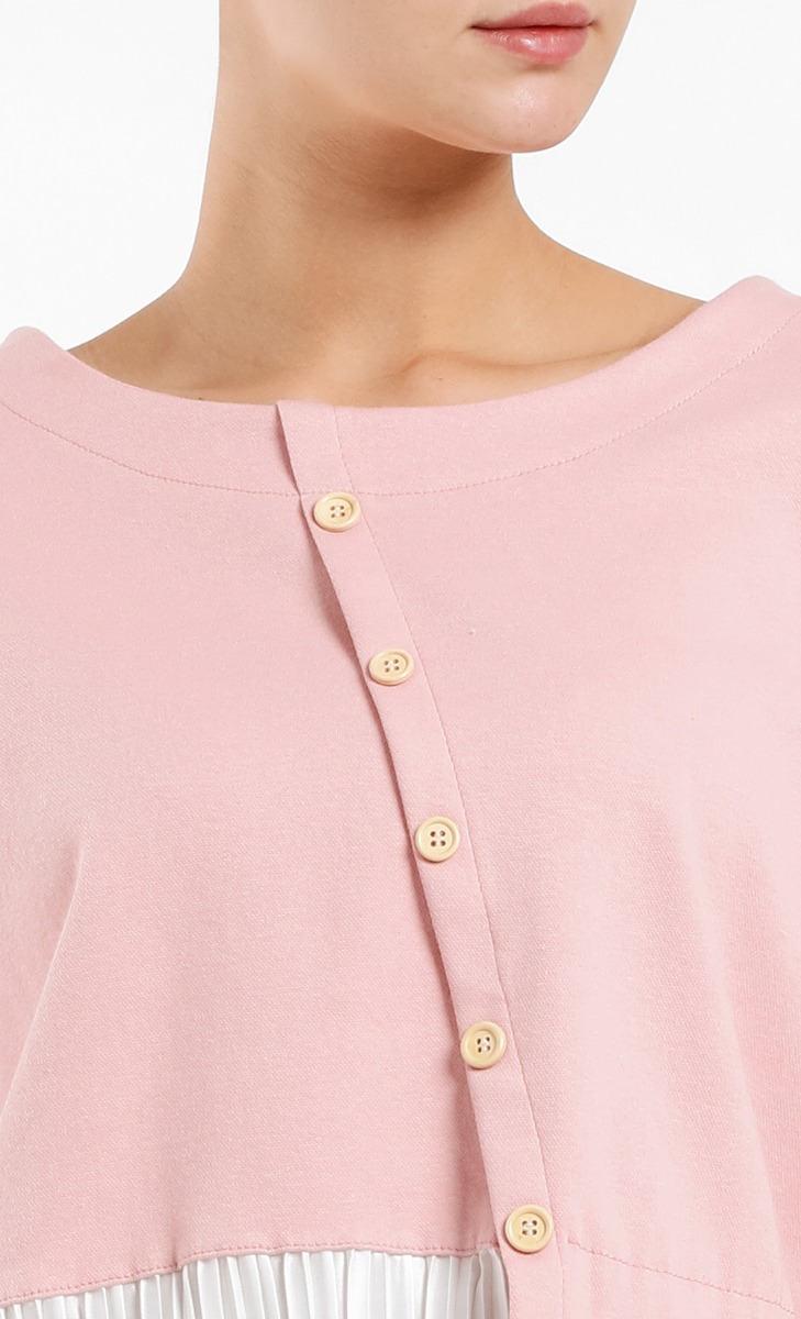 Iona Knitted Diagonal Bottoming Shirt in Light Pink image 2