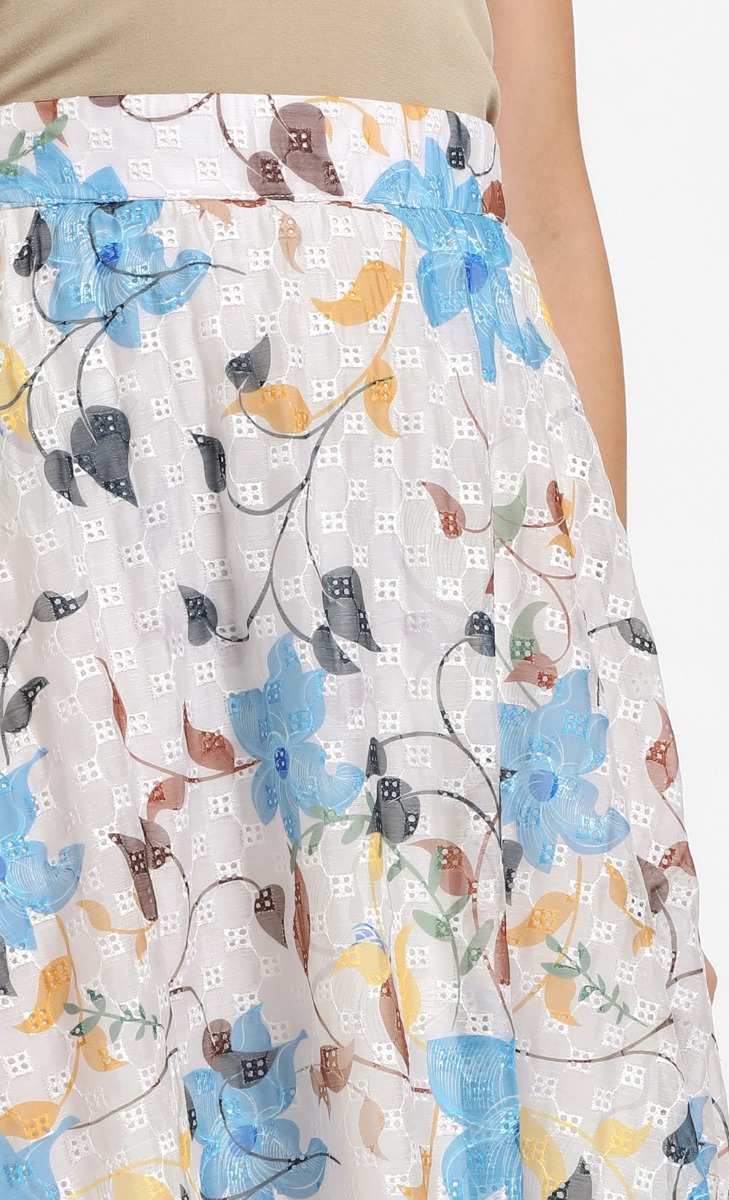 Claire Eyelet Embroidery Skirt in Blue and White image 2