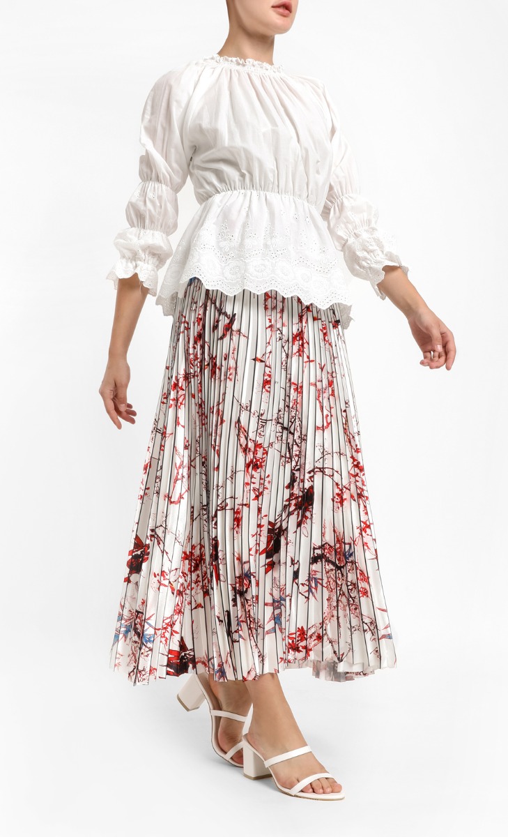 Laura Pleated Skirt in Cherry