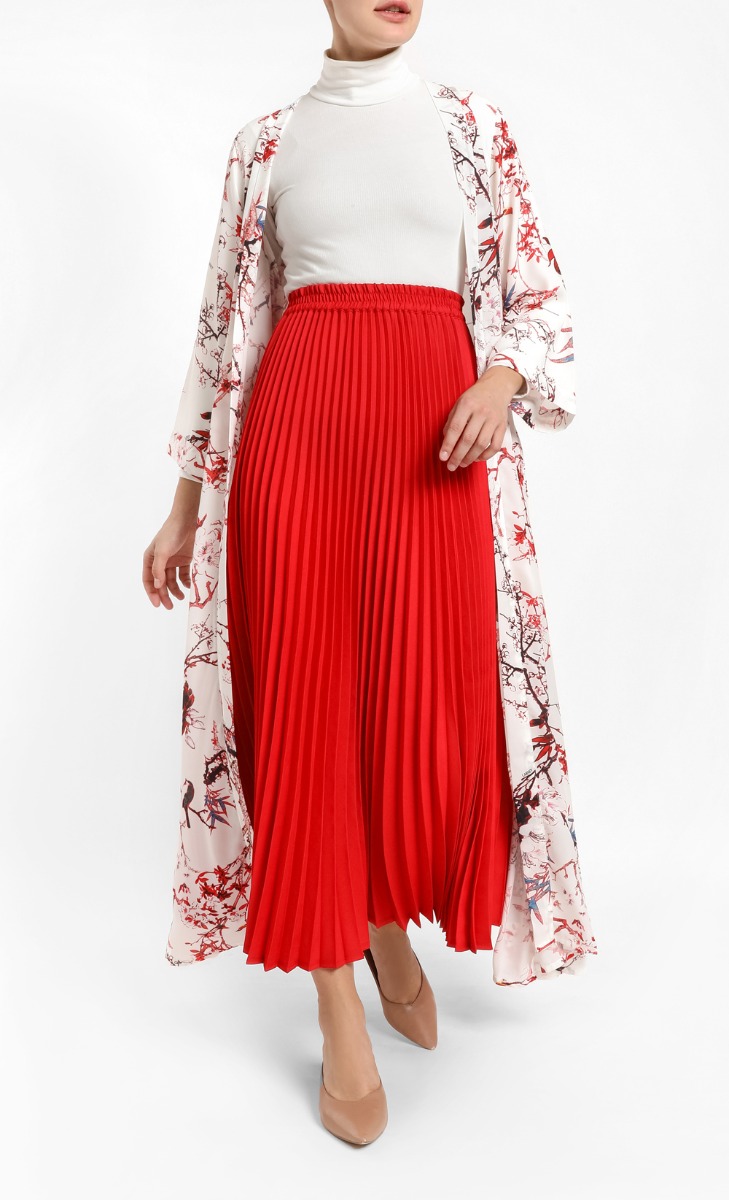 Olivia Pleated Skirt in Red