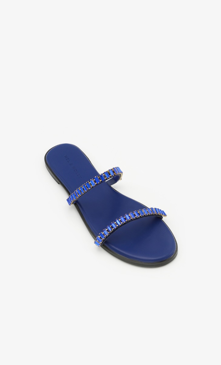 Meghan Embellished Sandals In Navy