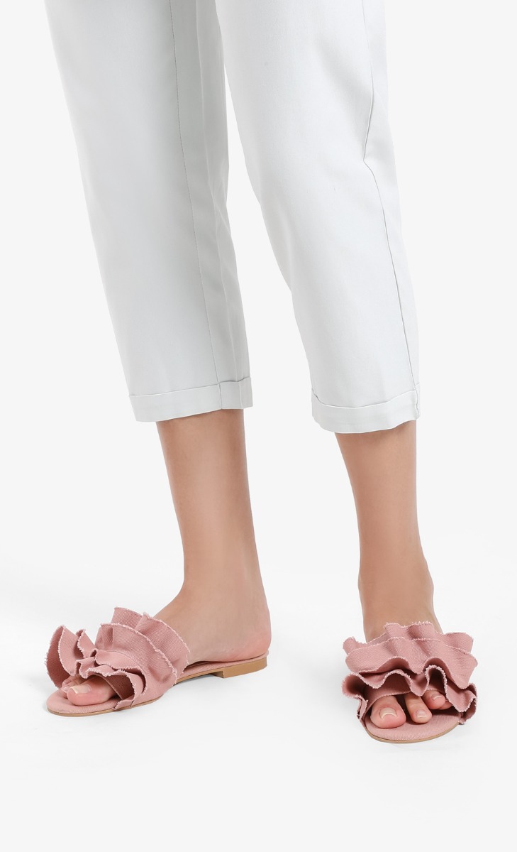 You’ve Got Ruffled Sandals In Dusty Pink image 2