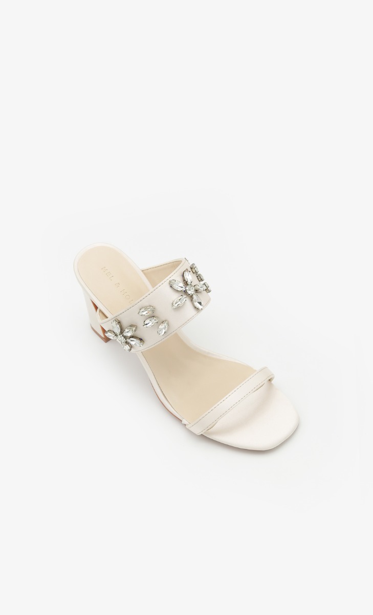 Lena Embellished Heels In Off White image 2