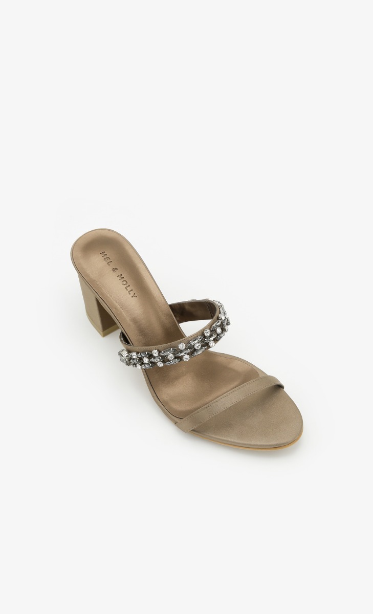 Meghan Embellished Heels In Taupe