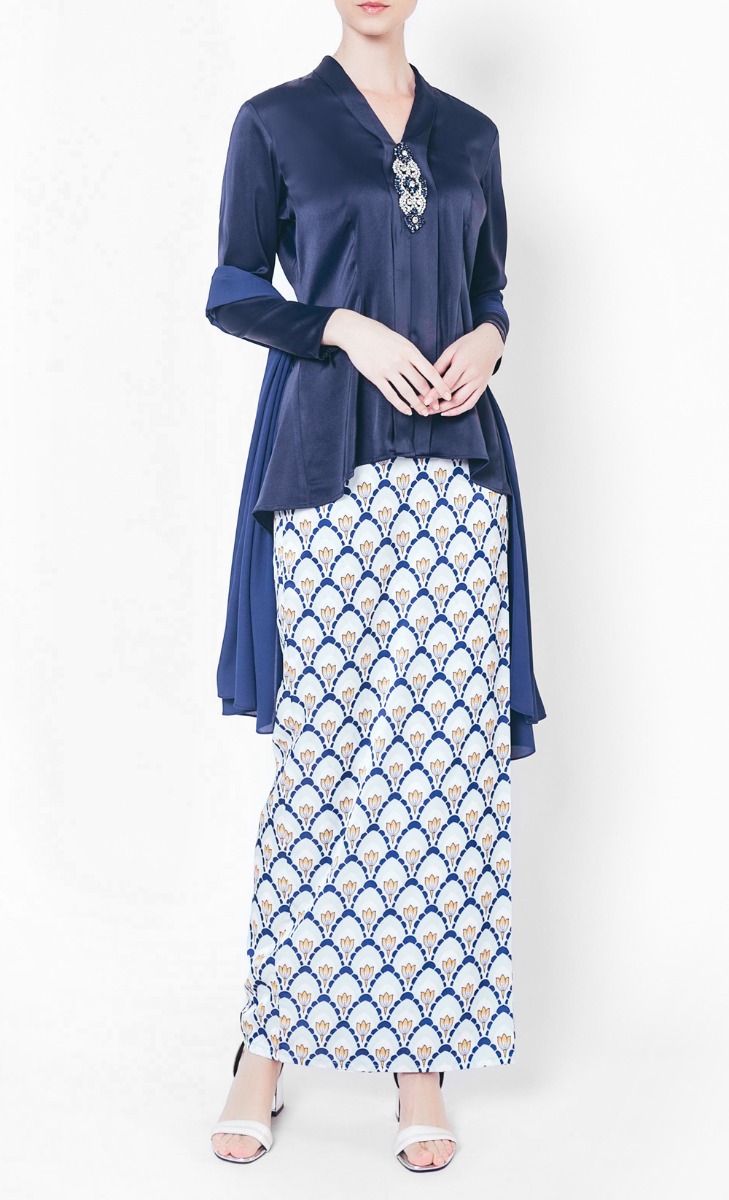 Flatten The Curve Kebaya in Navy Blue