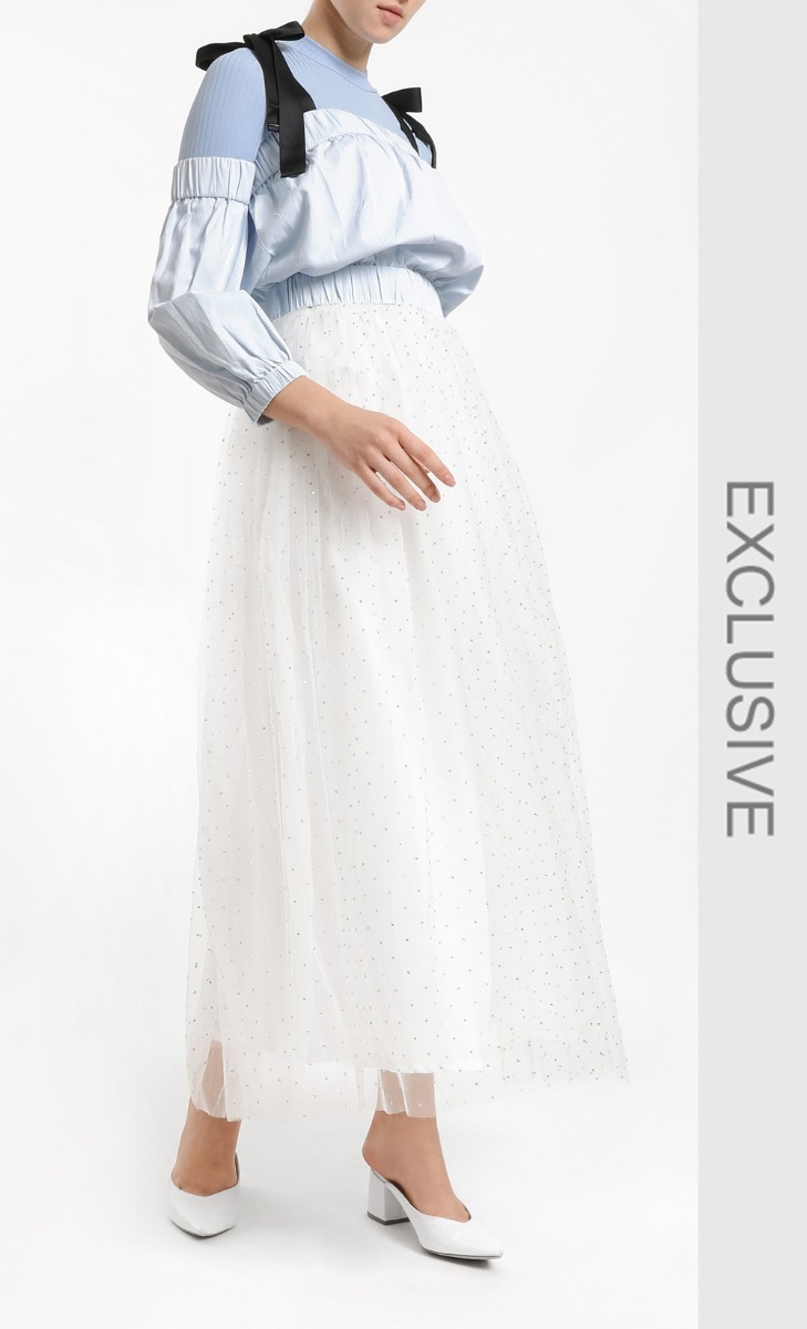 Ruched Edge Crop Top in Light Blue