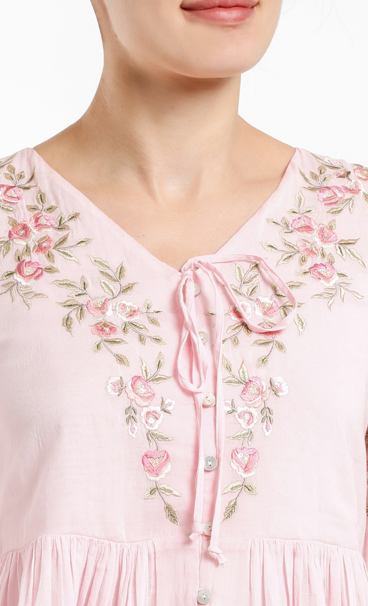 Rylee Blouse with Embroidery in Pink image 2