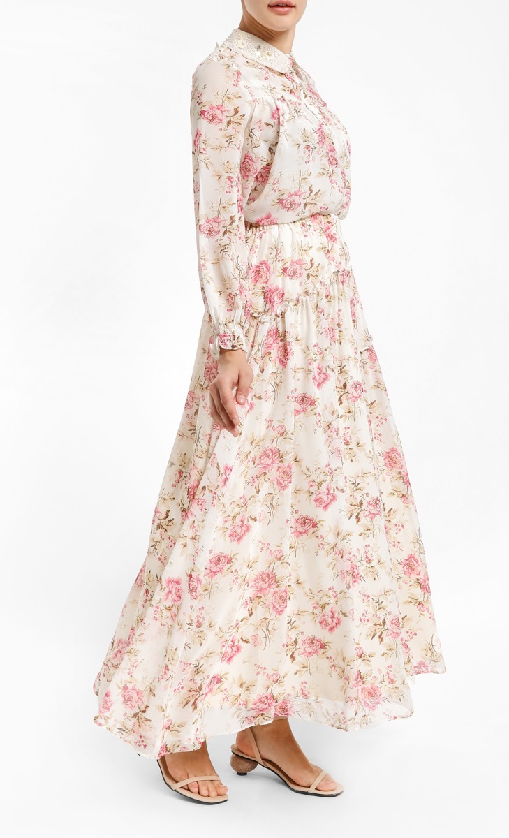 Bellerose Romantic Frilled Chiffon Skirt in Ivory