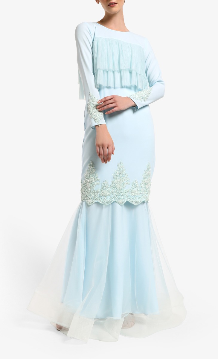 Ezlisa Pleated Luxe Set in Baby Blue