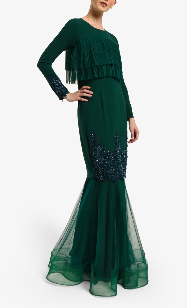 Ezlisa Pleated Luxe Set in Emerald Green  