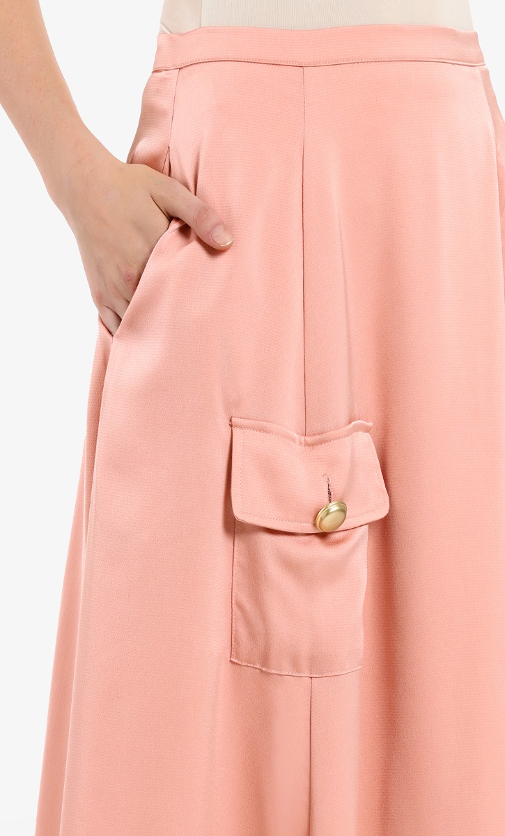 A-line Plain Skirt with Side Pocket in Blush Rose image 2