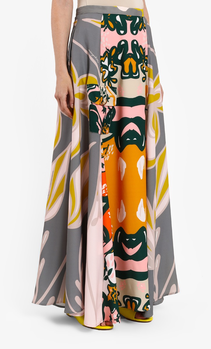 Heywood A-line Printed Skirt in Green image 2