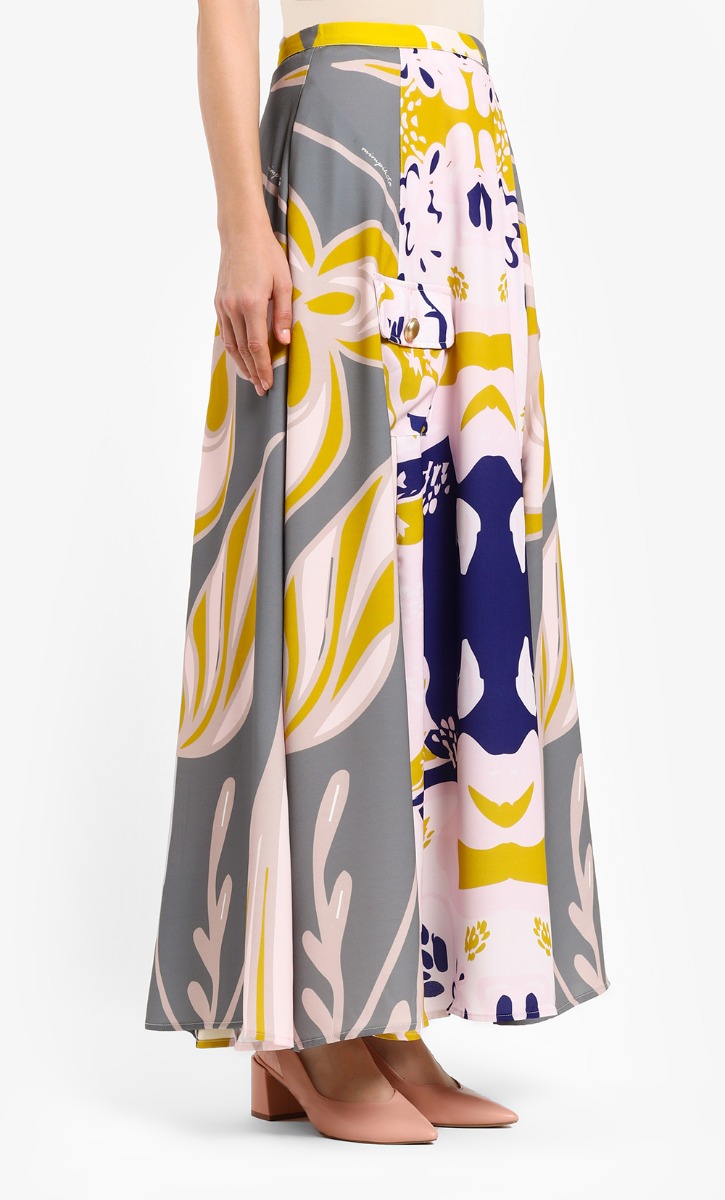 Heywood A-line Printed Skirt in Mustard image 2