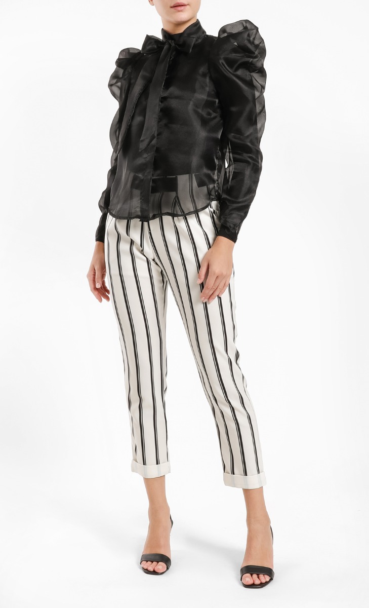 Organza Ribbon Shirt in Black 