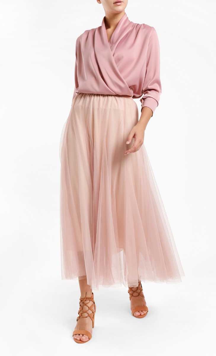 Tulle Panel Skirt in Dusty Pink