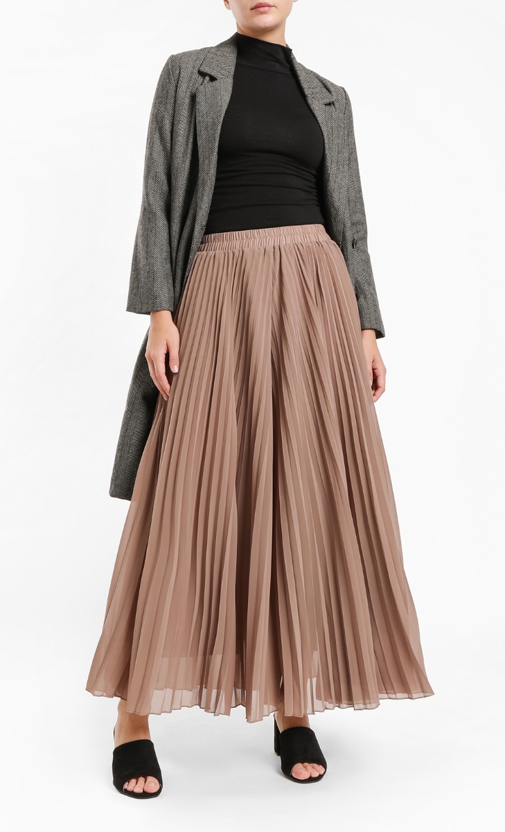 Flare Pleated Palazzo in Brown